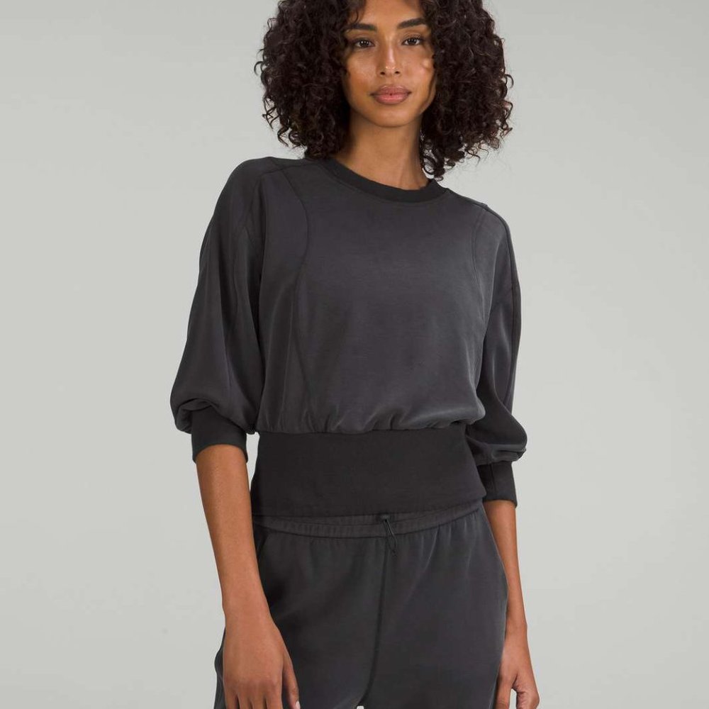 Lululemon Softstreme Ribbed-Hem Pullover Black Women Size 4